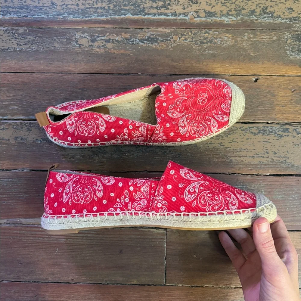 Ralph Lauren Cameryn III Bandana Print Canvas Espadrilles ~ Size 11 💛🍄